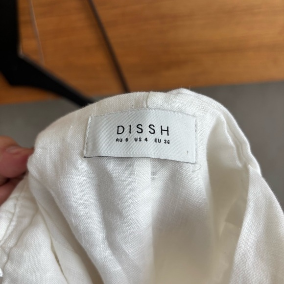 DISSH AISLE LINEN BOW MINI DRESS WHITE, SIZE 4 - Picture 13 of 16